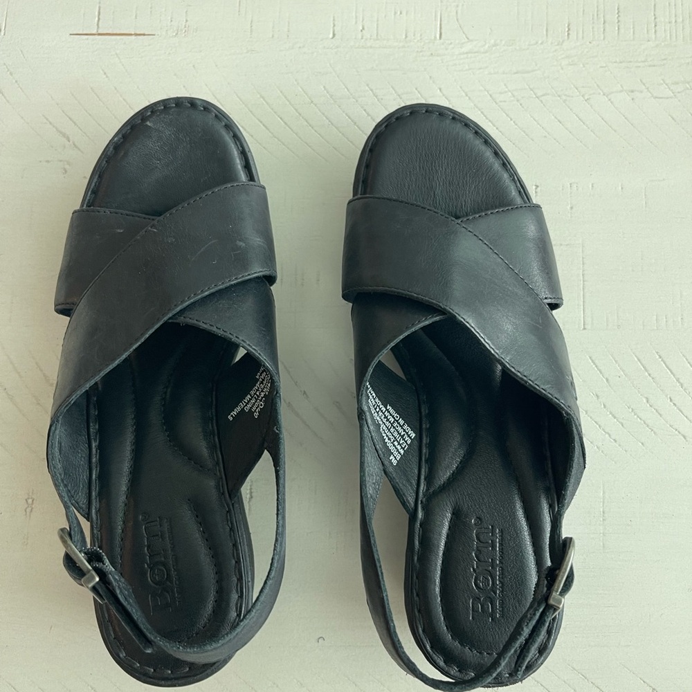 Born Black Cross-Strap Sandals